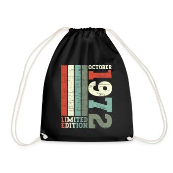 Oktober Jahrgang 1972 50. Geburtstag Geschenk Cool - Turnbeutel - Schwarz - Vorne