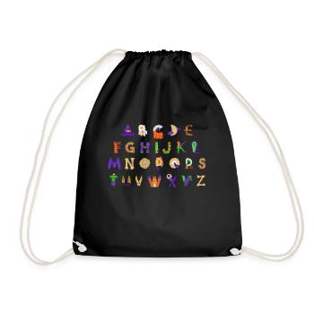 Halloween Alphabet Shirt Geschenk - Turnbeutel - Schwarz - Vorne