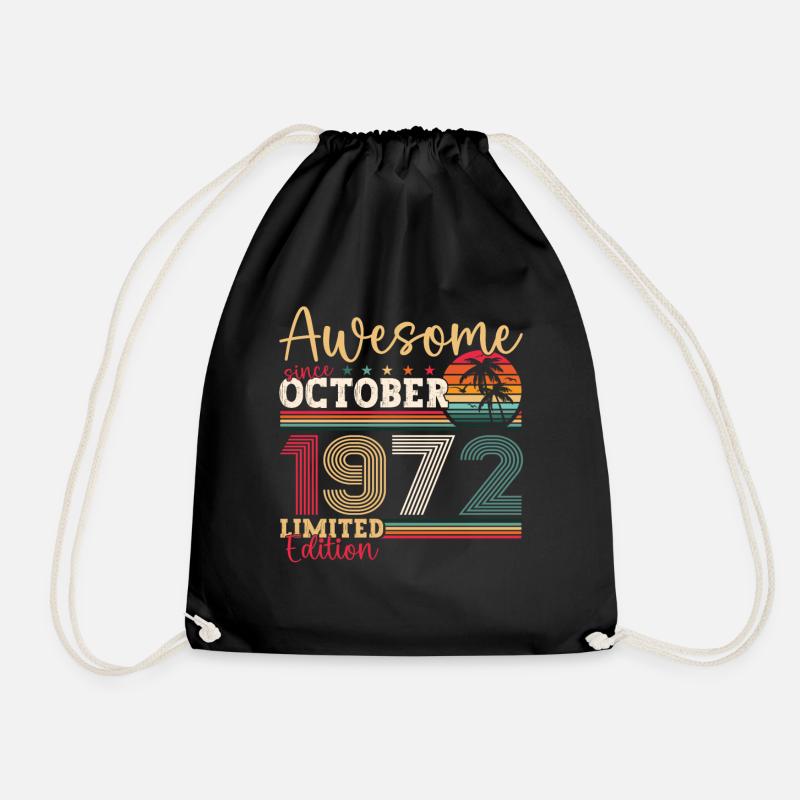 Awesome Oktober 1972 50. Geburtstag Geschenk Cool - Turnbeutel - Schwarz