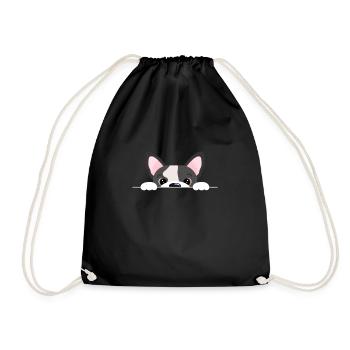 Boston Terrier Hund Hunde Hundeliebhaber Geschenk - Turnbeutel - Schwarz - Vorne