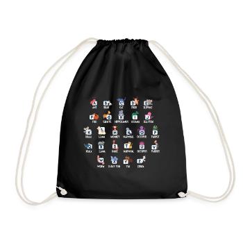 Animaux Alphabet Shirt Cadeau - Sac de sport léger - noir - Devant