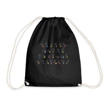 Langue des signes Alphabet Shirt Cadeau - Sac de sport léger - noir - Devant
