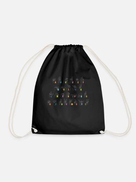 Gebärdensprache Alphabet Shirt Geschenk - Turnbeutel - Schwarz