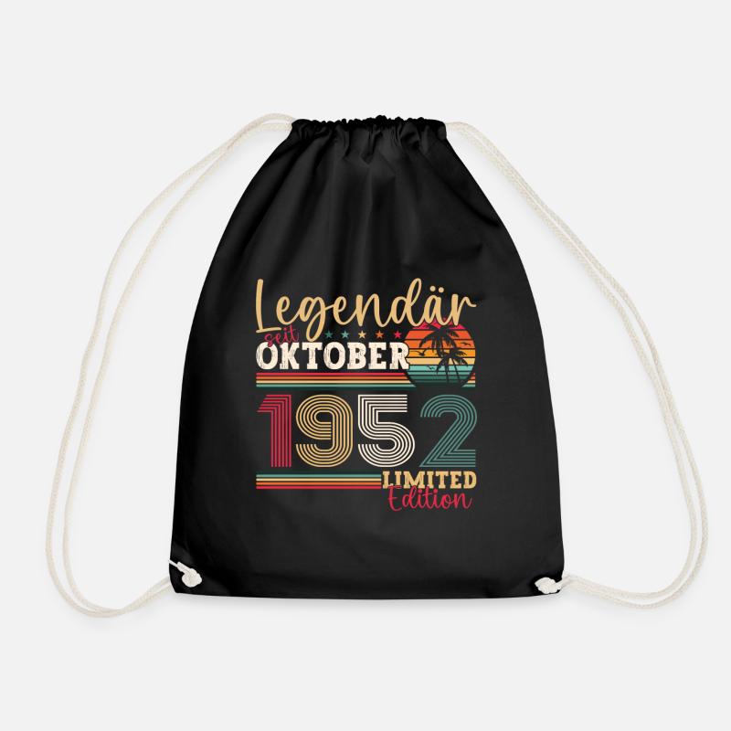 Legendär seit Oktober 1952 70. Geburtstag Geschenk - Turnbeutel - Schwarz