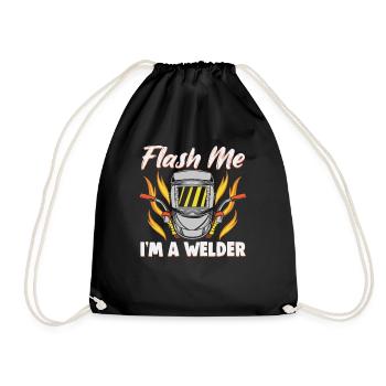Welder slogan design for metal workers - Drawstring Bag - black - Front