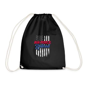 Ruhestand Air Force USA Rente Rentner Geschenk - Turnbeutel - Schwarz - Vorne