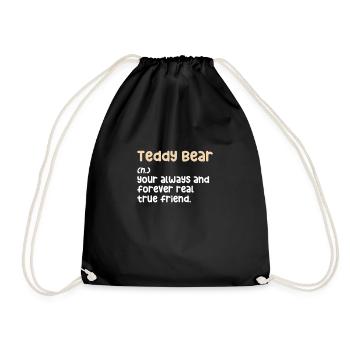 Teddy Bear Bear Teddy Stuffed Animal Kids Gift - Drawstring Bag - black - Front