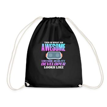 VR Virtual Reality - Drawstring Bag - black - Front