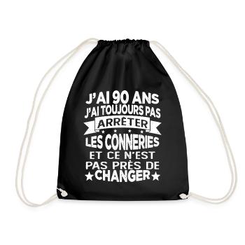 j'ai 90 ans j'ai toujour pas arrêter les conneries - Sac de sport léger - noir - Devant