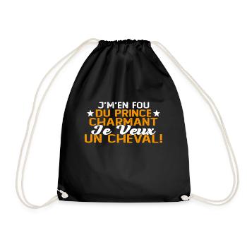 J'm'en Fou Du Prince Charmant Je Veux Un Cheval - Sac de sport léger - noir - Devant
