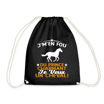 J'm'en Fou Du Prince Charmant Je Veux Un Cheval - Sac de sport léger - noir - Devant