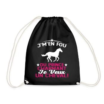 J'm'en Fou Du Prince Charmant Je Veux Un Cheval - Sac de sport léger - noir - Devant