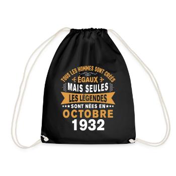 Les légendes sont nées en Octobre 1932 Cadeau - Sac de sport léger - noir - Devant