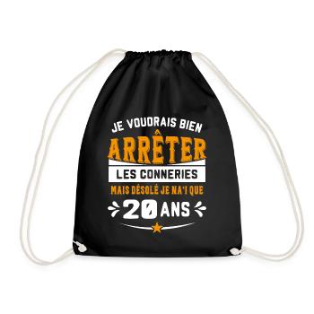 Je Voudrais Bien 20 Ans Humour Cadeau - Sac de sport léger - noir - Devant