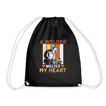 Welder slogan design for metal workers - Drawstring Bag - black - Front