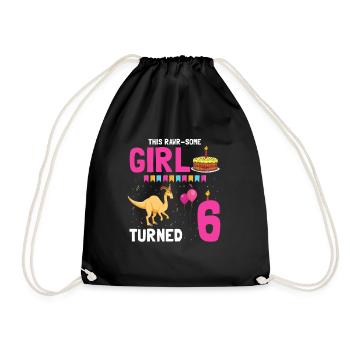 Parasaurolophus design dinosaur birthday - Drawstring Bag - black - Front