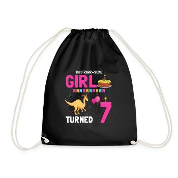 Parasaurolophus Girls Design Birthday Party - Drawstring Bag - black - Front