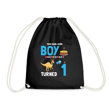 Parasaurolophus Boys Design Birthday Party - Drawstring Bag - black - Front