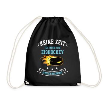 Eishockey Team Spieler im Einsatz Eis Puck Hockey - Turnbeutel - Schwarz - Vorne