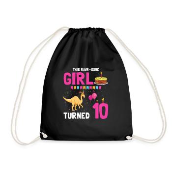 Parasaurolophus Kids Design Dinosaurs - Drawstring Bag - black - Front