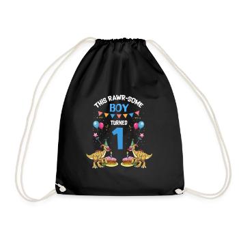 Parasaurolophus Boys Design Birthday Party - Drawstring Bag - black - Front