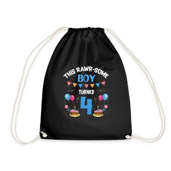 Parasaurolophus Design Dinosaur Birthday - Drawstring Bag - black - Front
