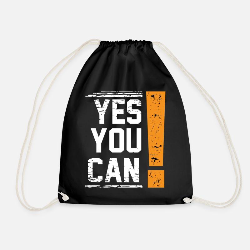 YES YOU CAN! Einzigartiges Design - Turnbeutel - Schwarz