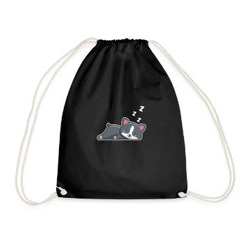 Boston Terrier Hund Hunde Hundeliebhaber Geschenk - Turnbeutel - Schwarz - Vorne