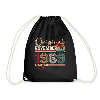 Original November 1969 53rd Birthday Gift - Drawstring Bag - black - Front