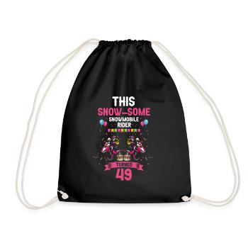 Snowmobile design for skidoo riders birthday - Drawstring Bag - black - Front