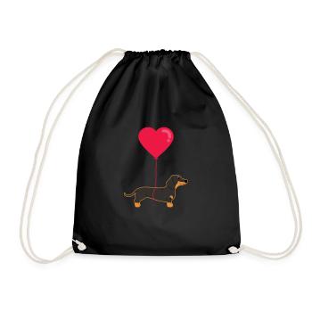 Dachshund Dog Dogs Dachshund Teckel Gift - Drawstring Bag - black - Front