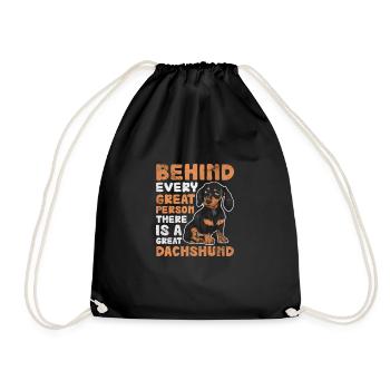 Dachshund - Drawstring Bag - black - Front