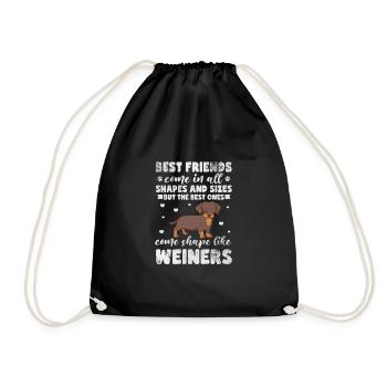 Dachshund - Drawstring Bag - black - Front