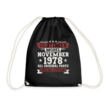 Oldtimer Novembre 1978 cadeau de 44ème anniversaire - Sac de sport léger - noir - Devant