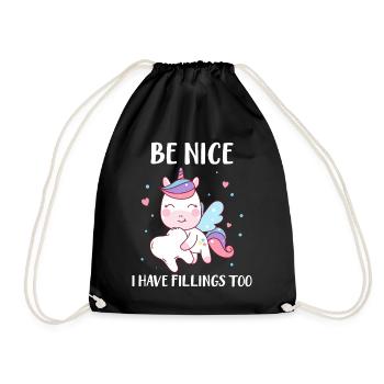 Be Nice I Have Fillings Too Einhorn Zahnfee mit - Turnbeutel - Schwarz - Vorne