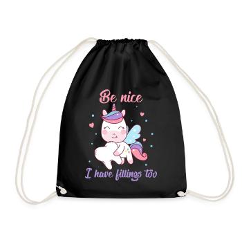 Be Nice I Have Fillings Too Zahnfee als Einhorn - Turnbeutel - Schwarz - Vorne