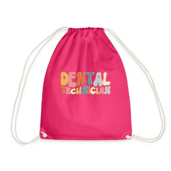 Zahntechniker in coolen Retro Farben - Turnbeutel - Fuchsia - Vorne