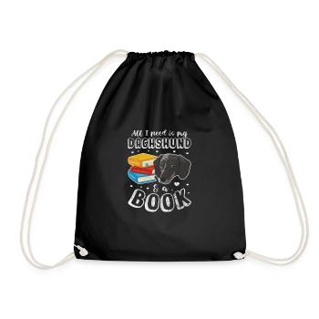 Reading dachshunds - Drawstring Bag - black - Front