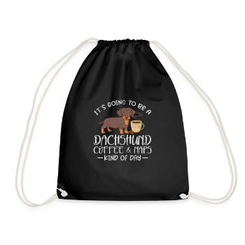 Dachshund Coffee - Drawstring Bag - black - Front