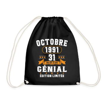 31 Ans Anniversaire Vintage Né(e) en Octobre 1991 - Sac de sport léger - noir - Devant