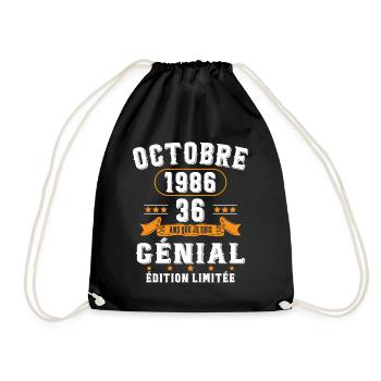 36 Ans Anniversaire Vintage Né(e) en Octobre 1986 - Sac de sport léger - noir - Devant