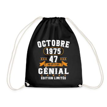 47 Ans Anniversaire Vintage Né(e) en Octobre 1975 - Sac de sport léger - noir - Devant