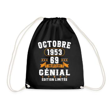 69 Ans Anniversaire Vintage Né(e) en Octobre 1953 - Sac de sport léger - noir - Devant