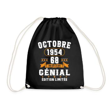 68 Ans Anniversaire Vintage Né(e) en Octobre 1954 - Sac de sport léger - noir - Devant