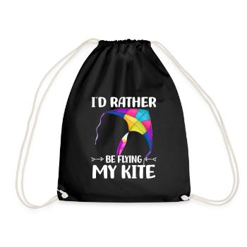 Flying kites | Kite Flying Gifts - Drawstring Bag - black - Front