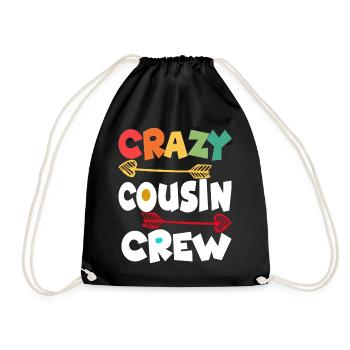 Crazy Cousin Crew Funny Matching Family Boys - Drawstring Bag - black - Front