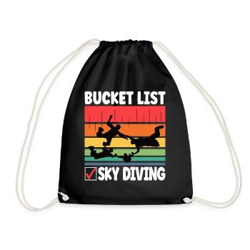 Bucket List Skydiving Funny Skydiver Skydiving - Drawstring Bag - black - Front