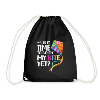Kite flying | Hobby Flying Kite Sports Gifts - Drawstring Bag - black - Front