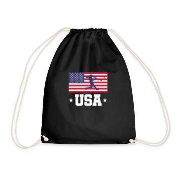 Softball USA Baseball Amerika Pitcher Geschenk - Turnbeutel - Schwarz - Vorne