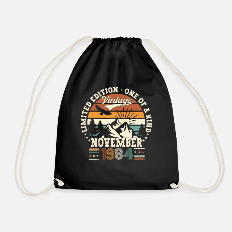 Original November 1984 38. Geburtstag Geschenk - Turnbeutel - Schwarz